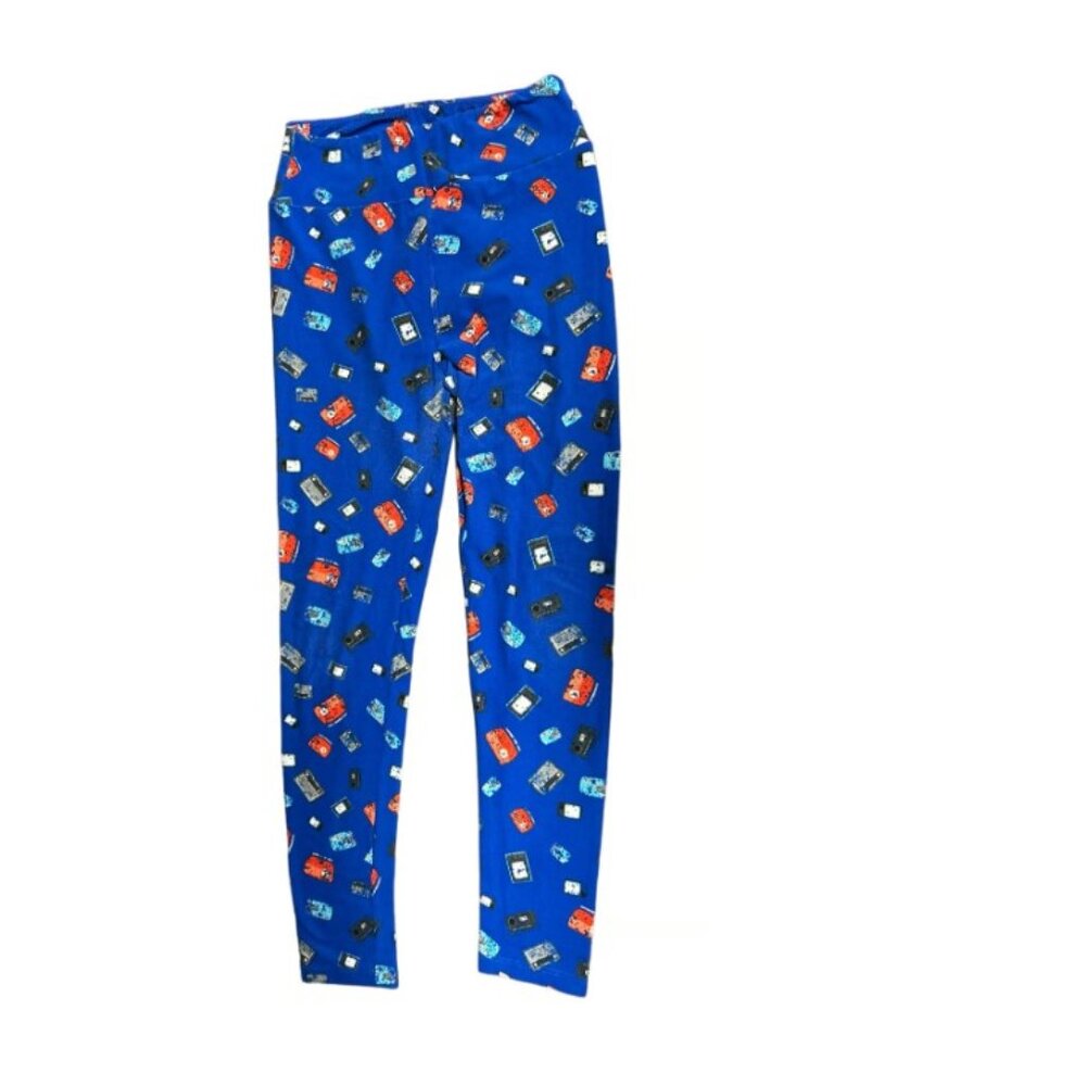 LuLaRoe OS leggings tv radio blue